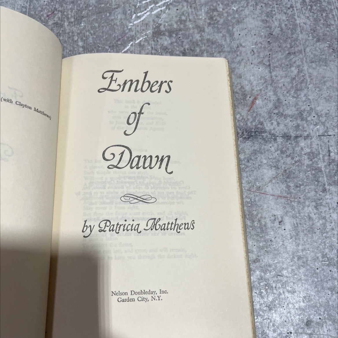 embers of the joy on age dawn book, by Patricia Matthews, 1982 Hardcover image 2