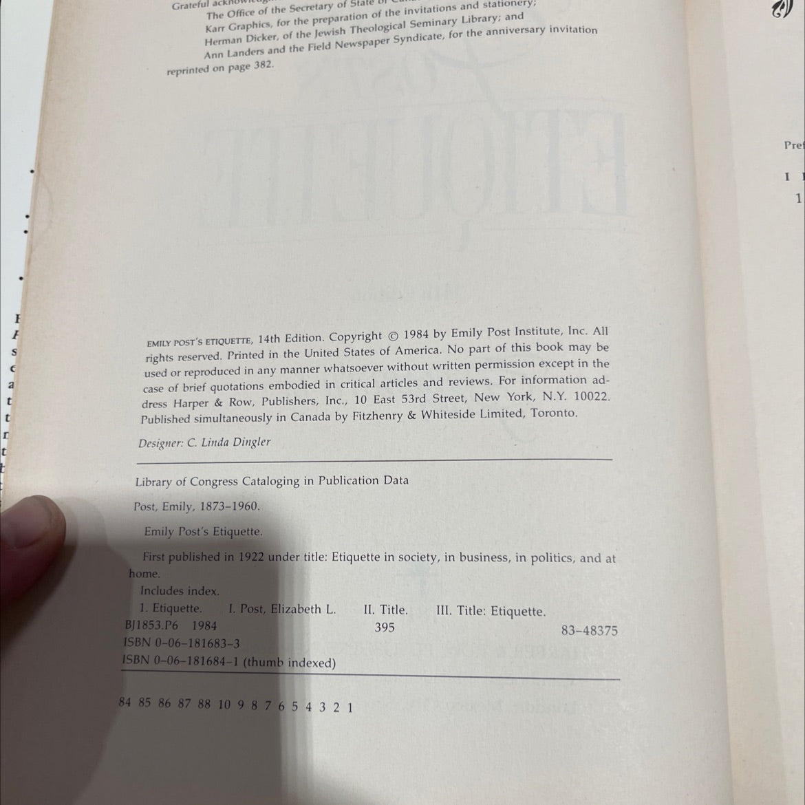 emily post's etiquette book, by emily post, 1984 Hardcover image 3