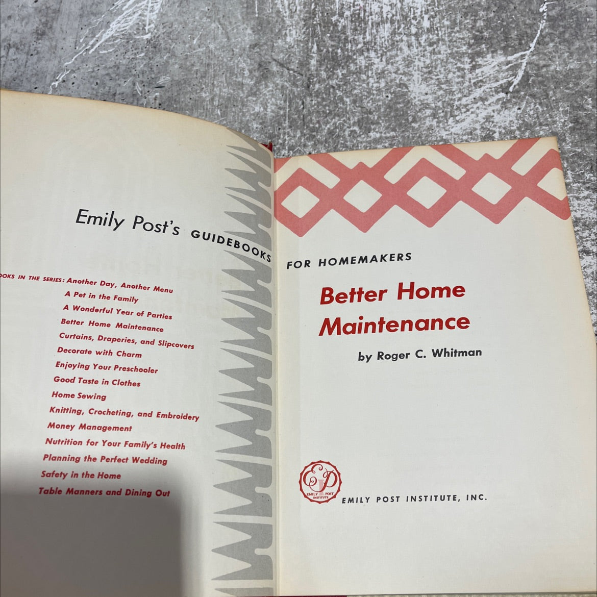 emily post's guidebooks for homemakers better home maintenance book, by roger c. whitman, 1963 Hardcover image 2