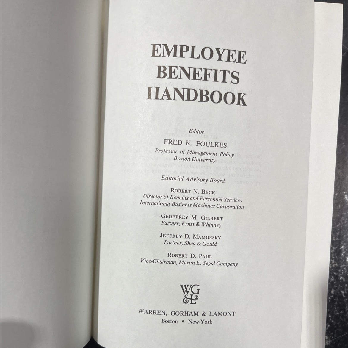 employee benefits handbook book, by fred k. foulkes, 1982 Hardcover image 2