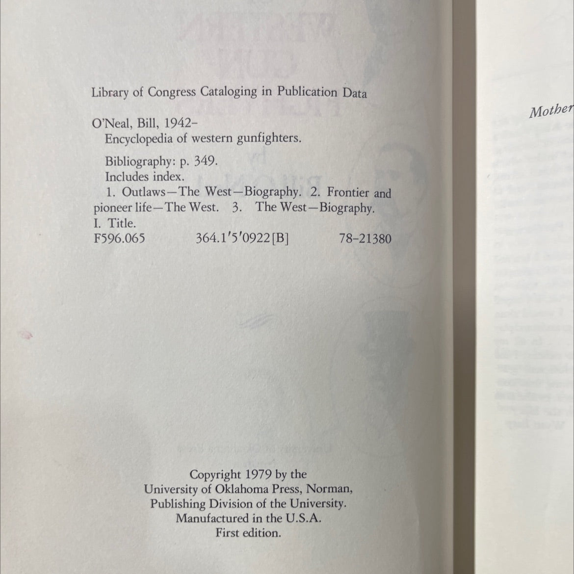 encyclopedia of western gun-fighters book, by Bill O'Neal, 1979 Hardcover image 3