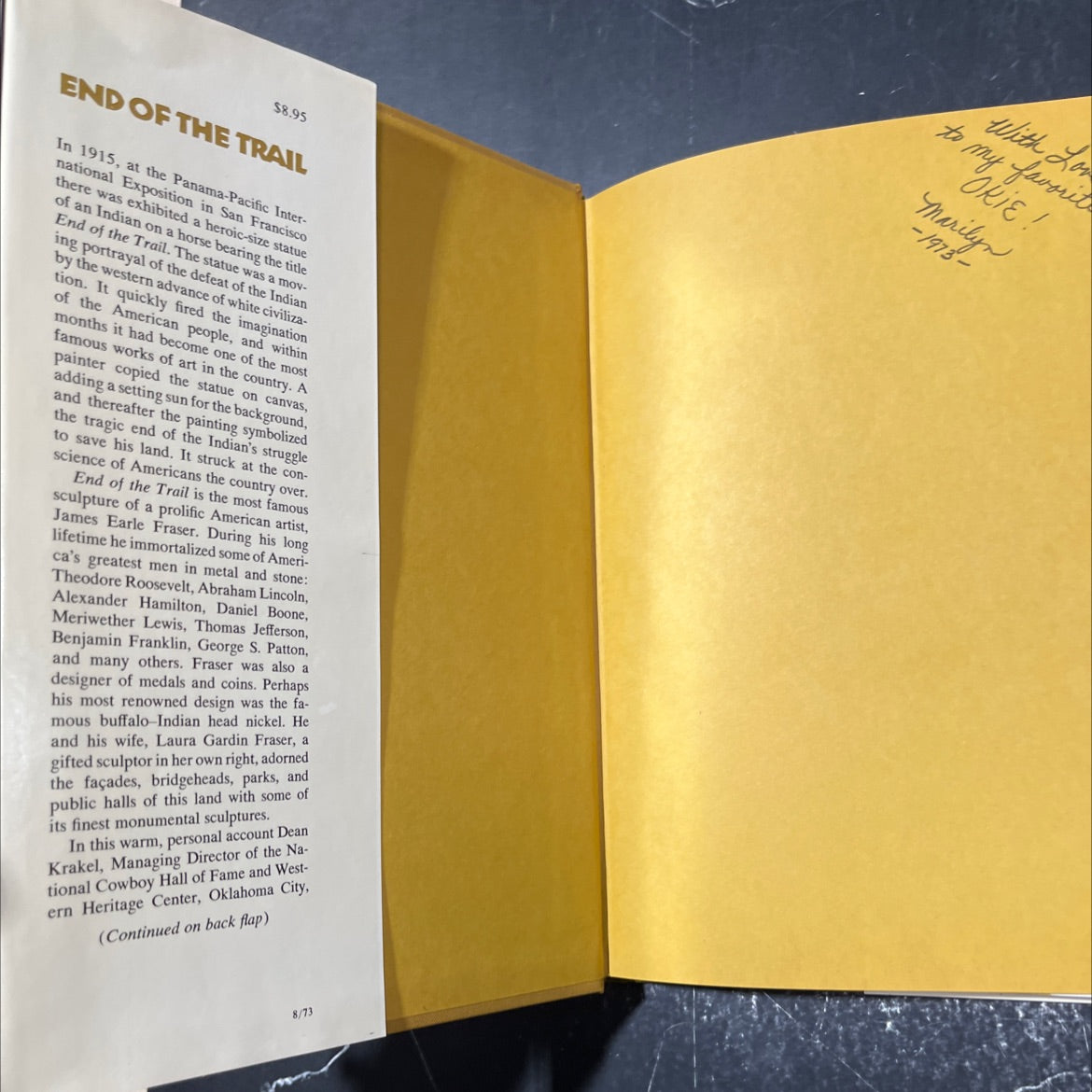 end of the trail the odyssey of a statue book, by dean krakel, 1973 Hardcover image 4