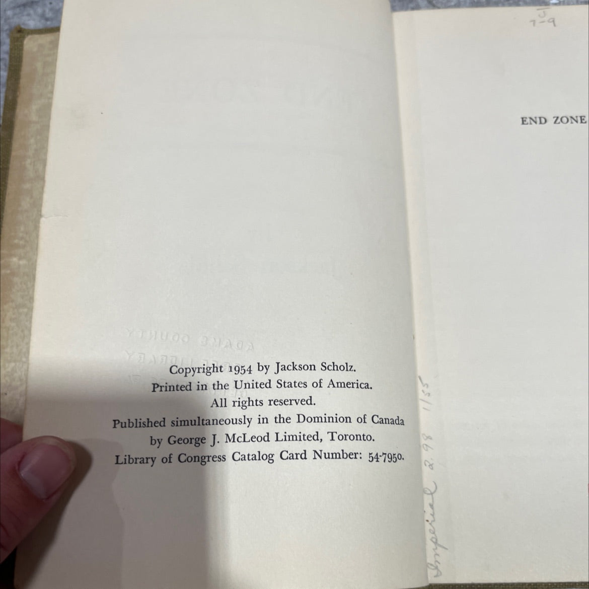 end zone book, by Jackson Scholz, 1954 Hardcover image 3