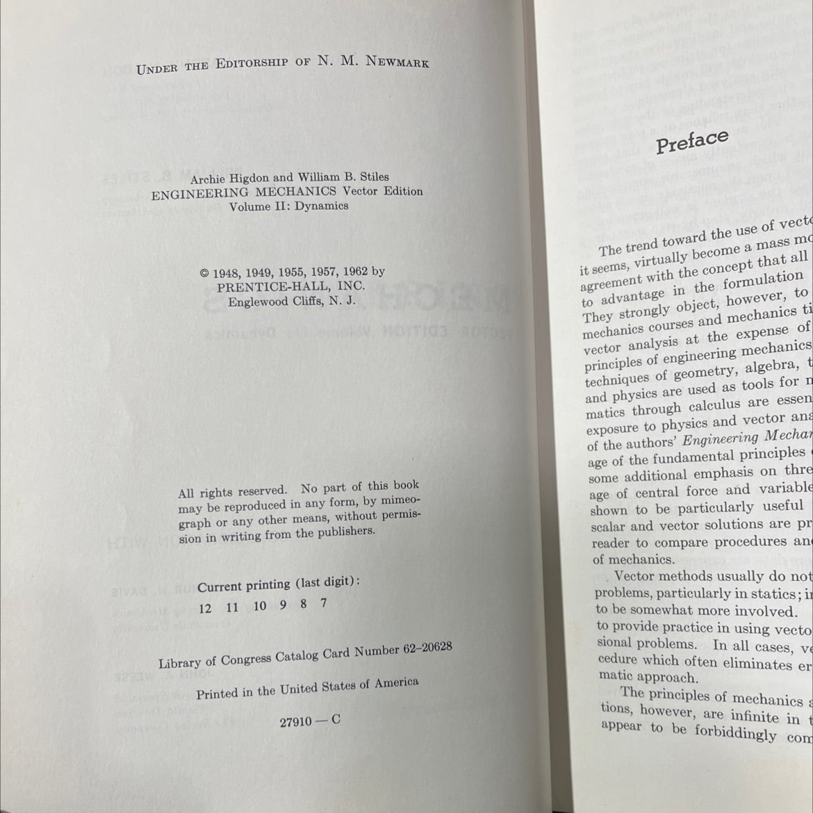 engineering mechanics vector edition volume ii: dynamics book, by archie higdon, william b. stiles, 1962 Hardcover image 3