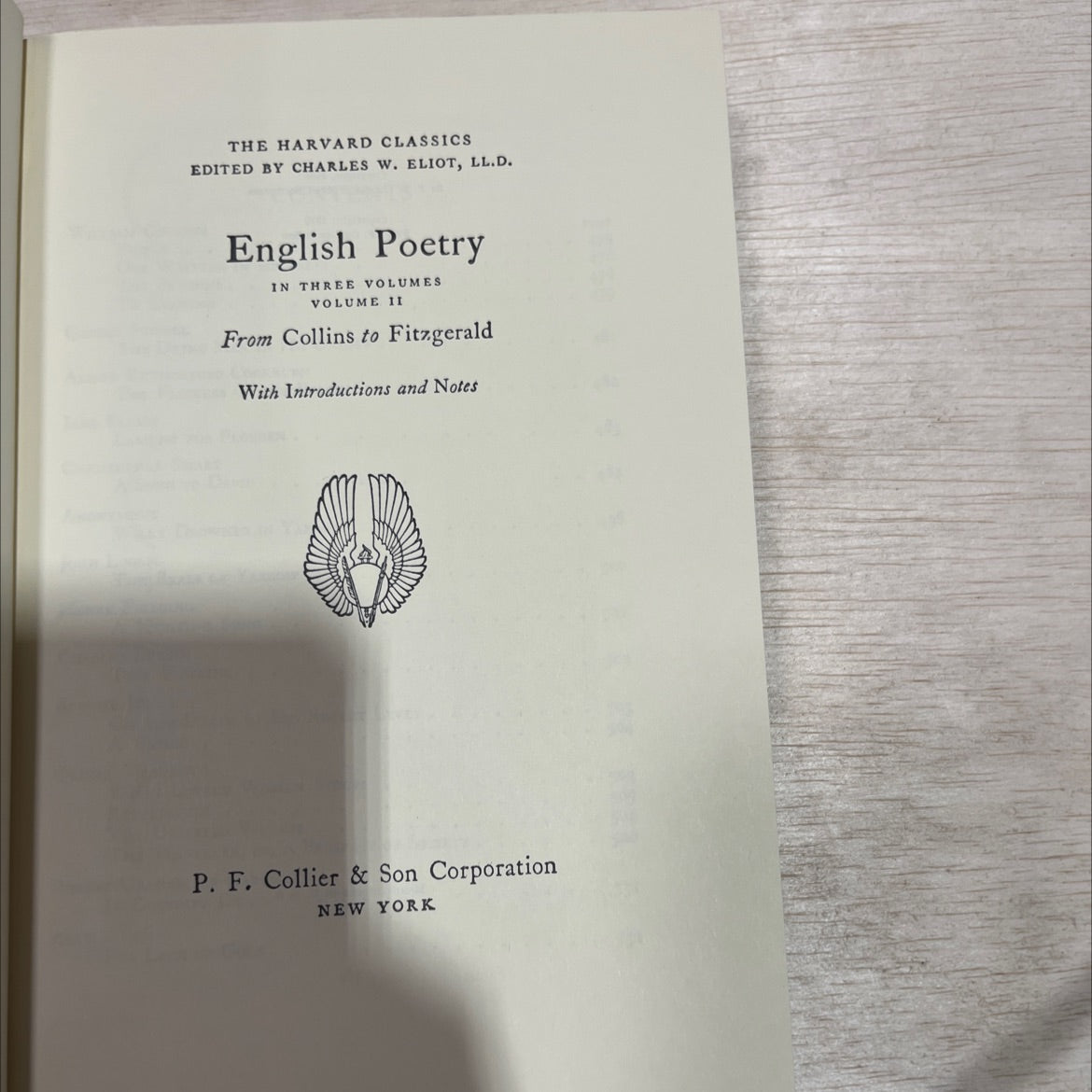 english poetry in three volumes volume ii from collins to fitzgerald book, by charles w. eliot, 1938 Leather image 2