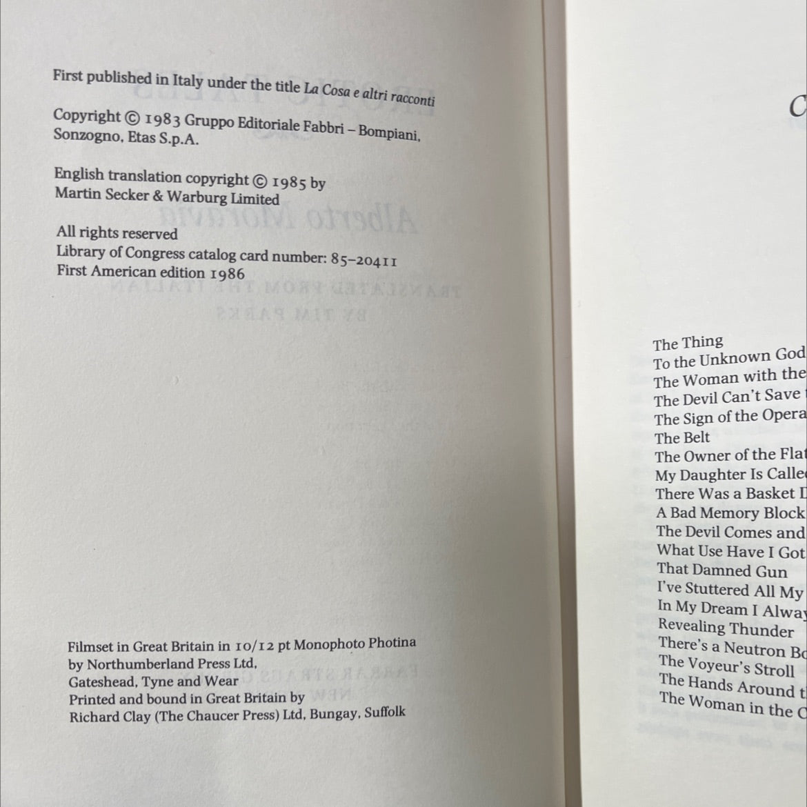 erotic tales book, by alberto moravia, 1986 Hardcover image 3