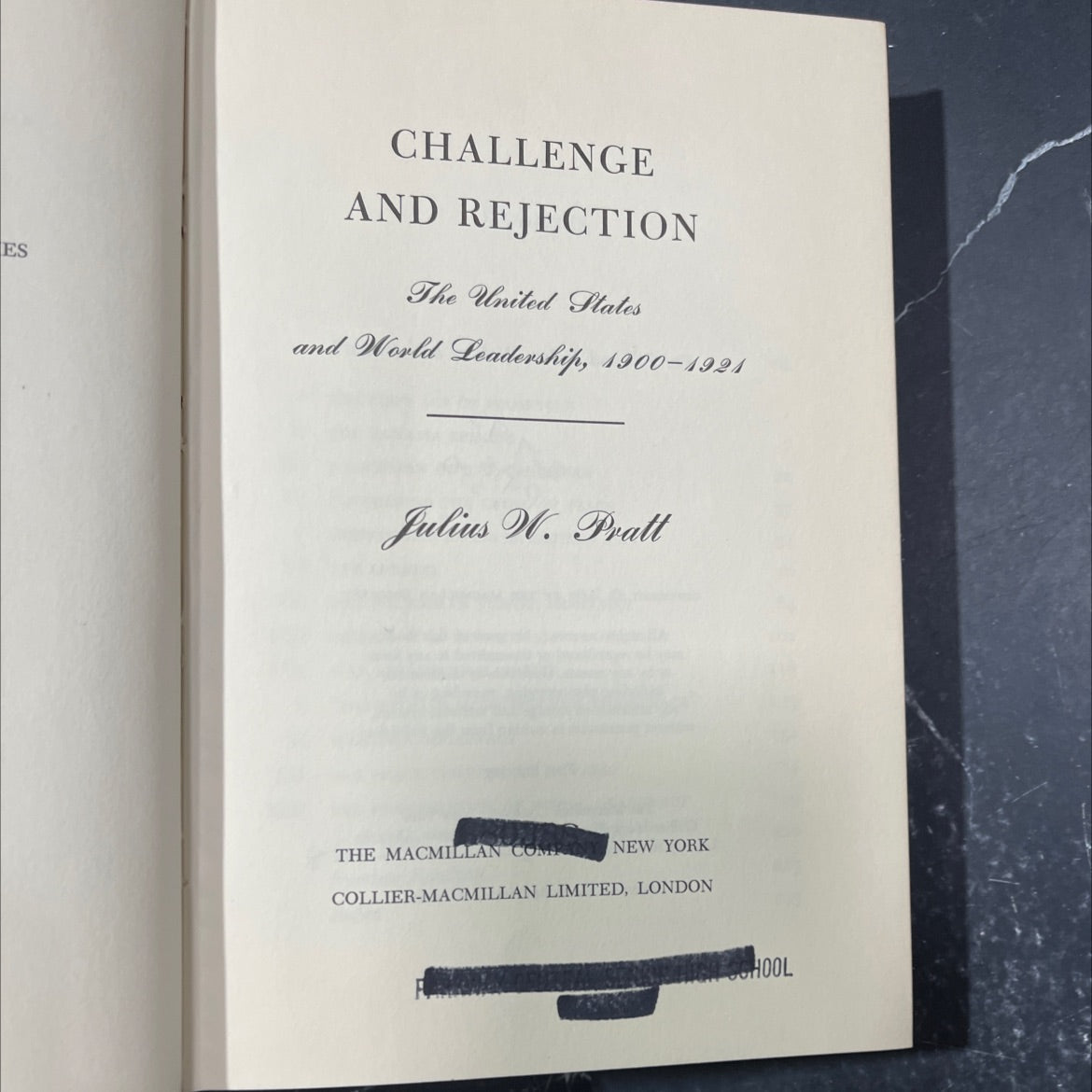 es challenge and rejection the united states and world leadership, 1900-1921 book, by julius w. pratt, 1967 Hardcover image 2