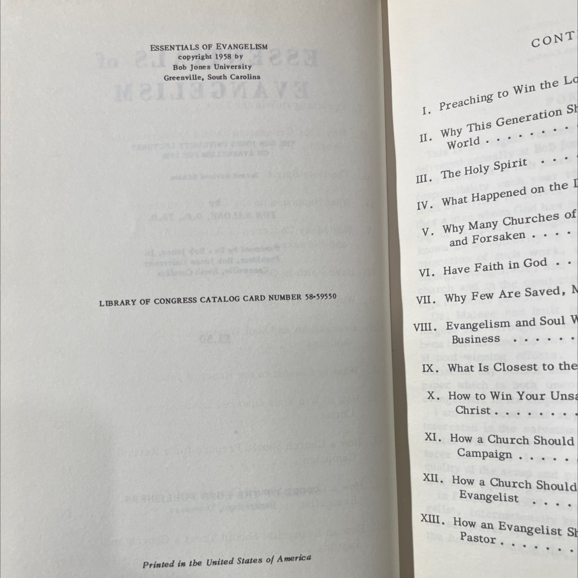 essentials of evangelism book, by tom malone, d.d., th.d., 1958 Hardcover image 3