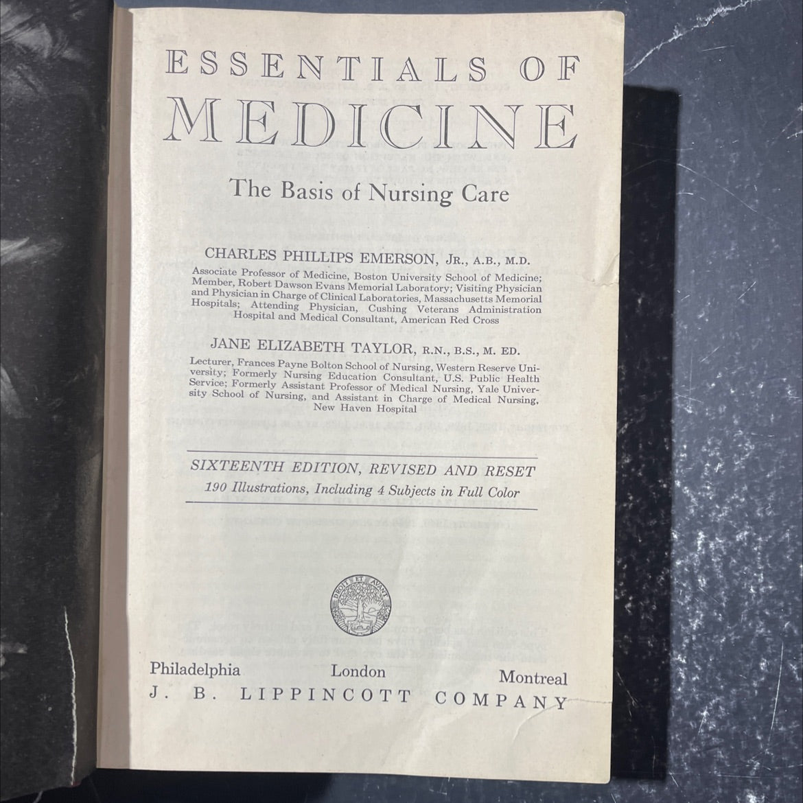 essentials of medicine the basis of nursing care book, by charles phillips emerson jr., jane elizabeth taylor, 1950 image 2