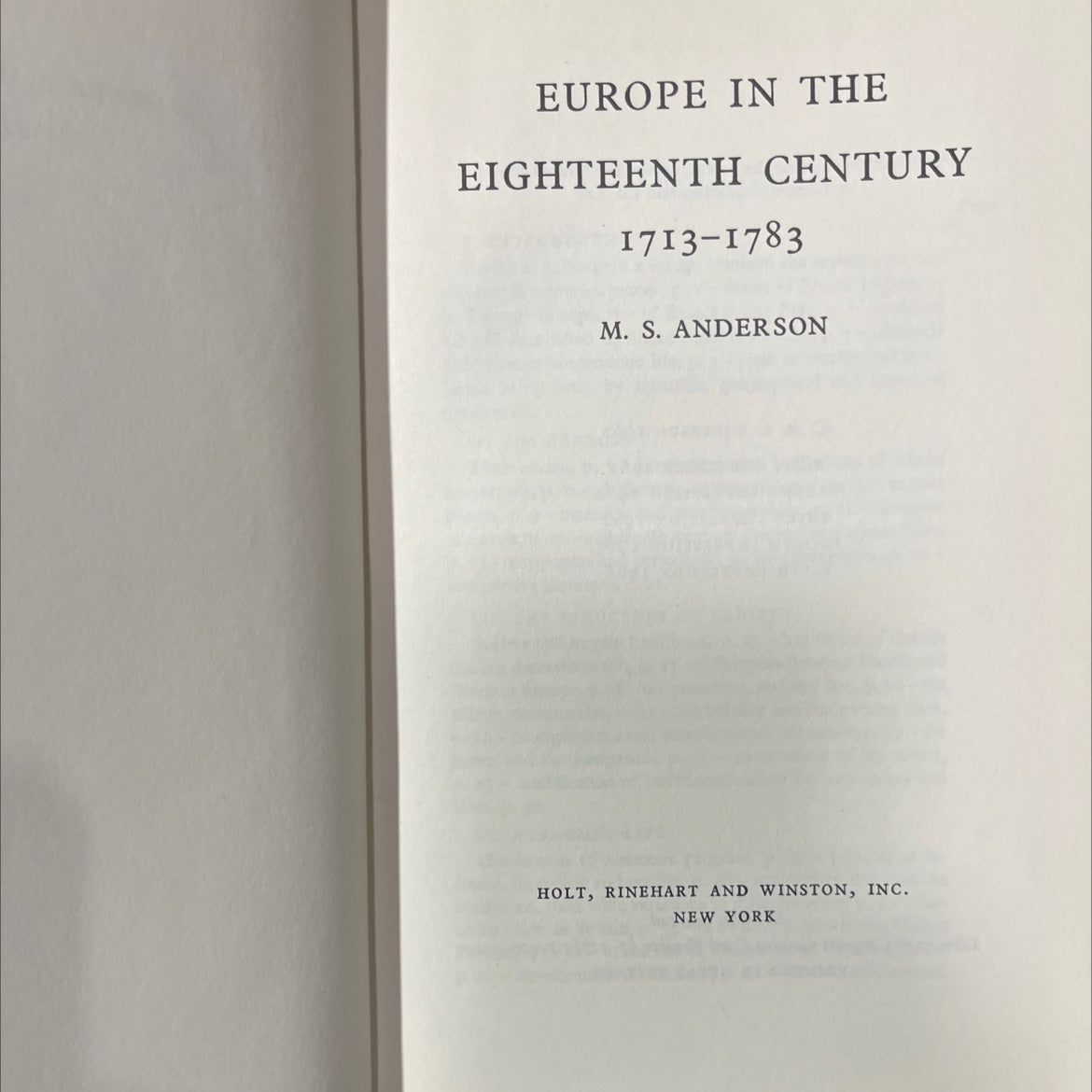 europe in the eighteenth century 1713-1783 book, by m. s. anderson, 1966 Hardcover image 2