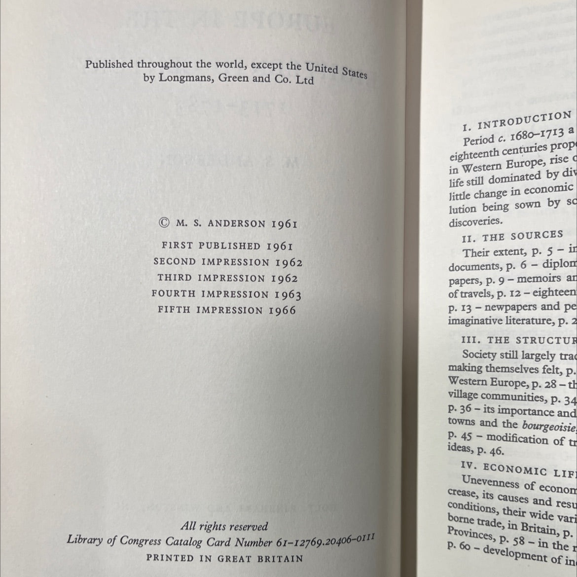 europe in the eighteenth century 1713-1783 book, by m. s. anderson, 1966 Hardcover image 3