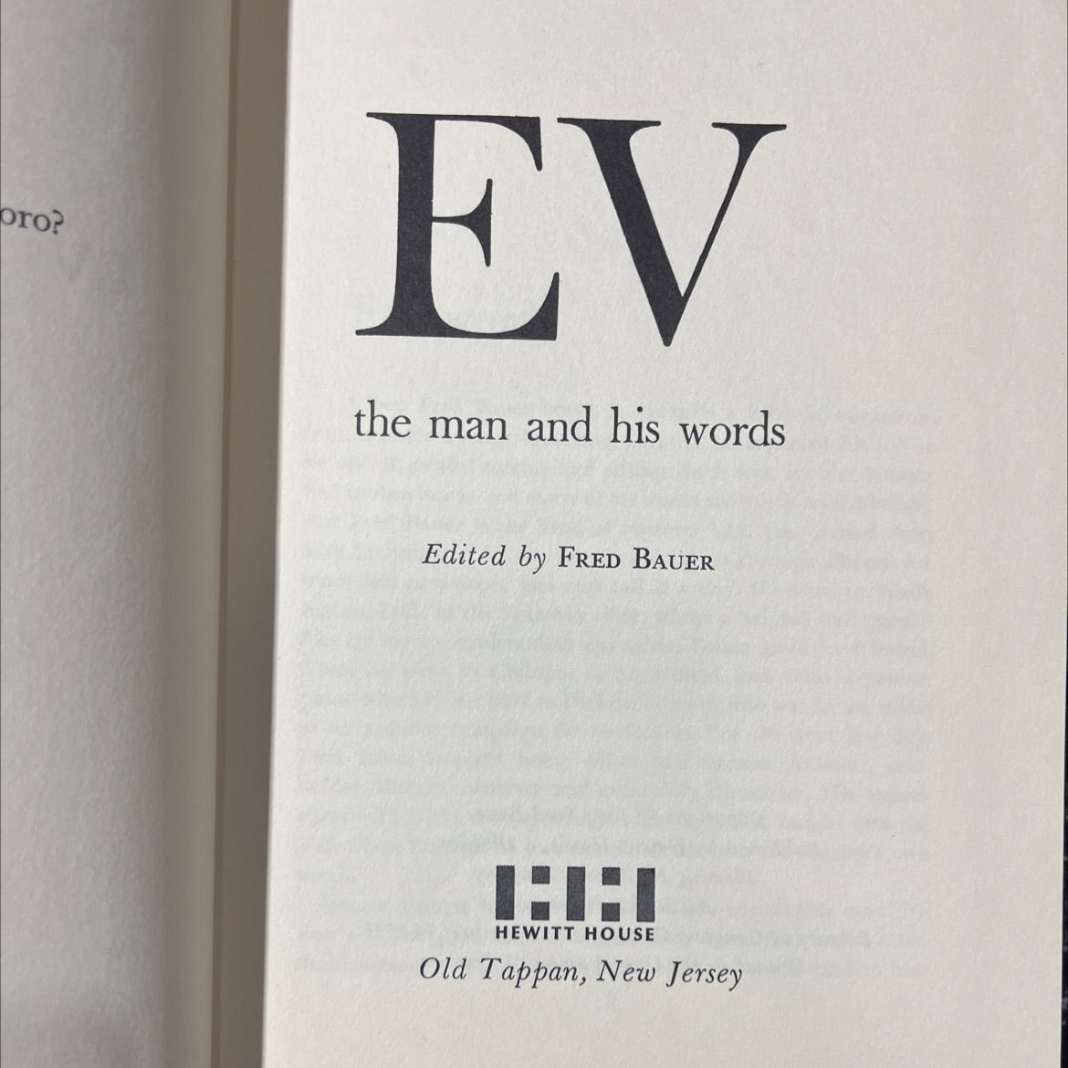 ev the man and his words book, by fred bauer, 1969 Hardcover image 2