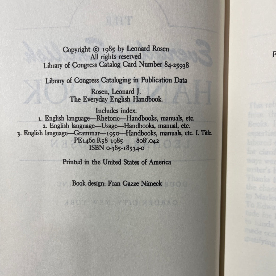 everyday english handbook book, by leonard j. rosen, 1985 Hardcover image 3
