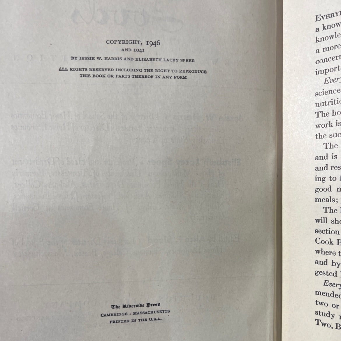 everyday foods new revised edition book, by jessie w. harris, elisabeth lacey speer, 1946 Hardcover image 3