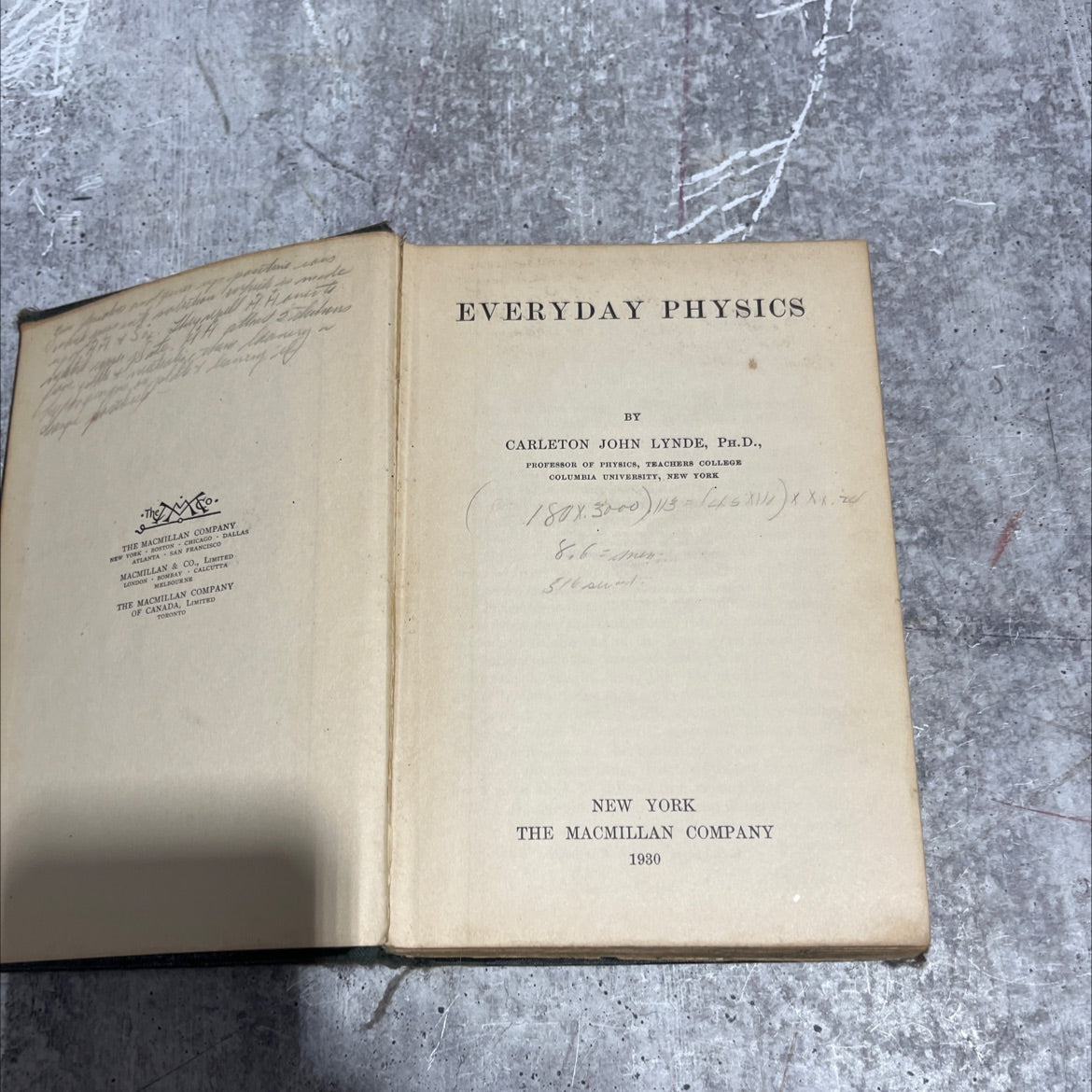 everyday physics book, by carleton john lynde, 1930 Hardcover, Heavily Used image 2
