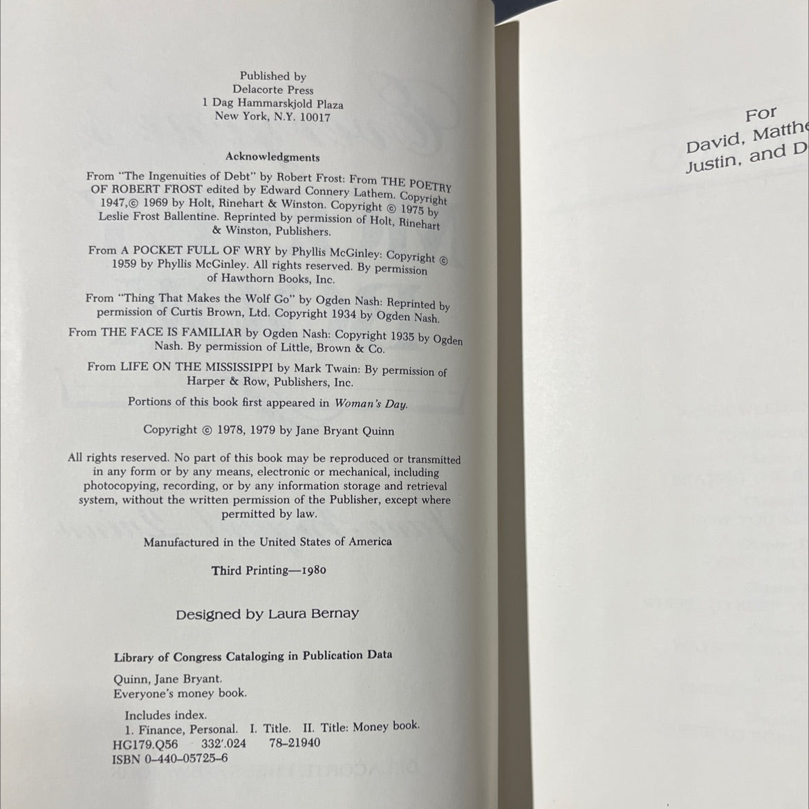everyone's money book book, by Jane Bryant Quinn, 1979 Hardcover image 3