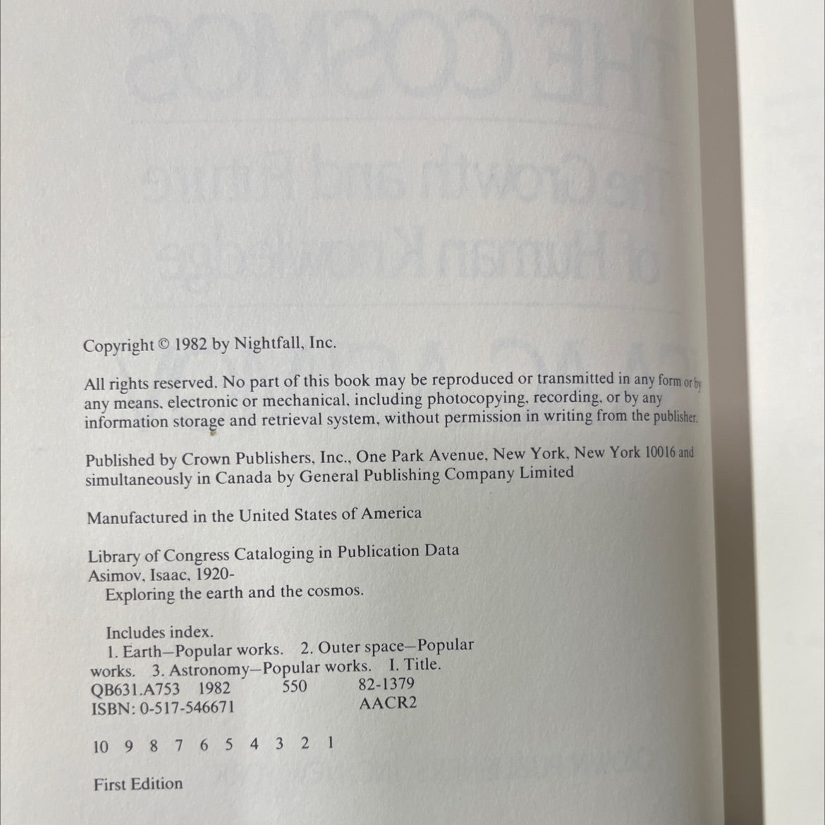 exploring the earth and the cosmos book, by isaac asimov, 1982 Hardcover image 3