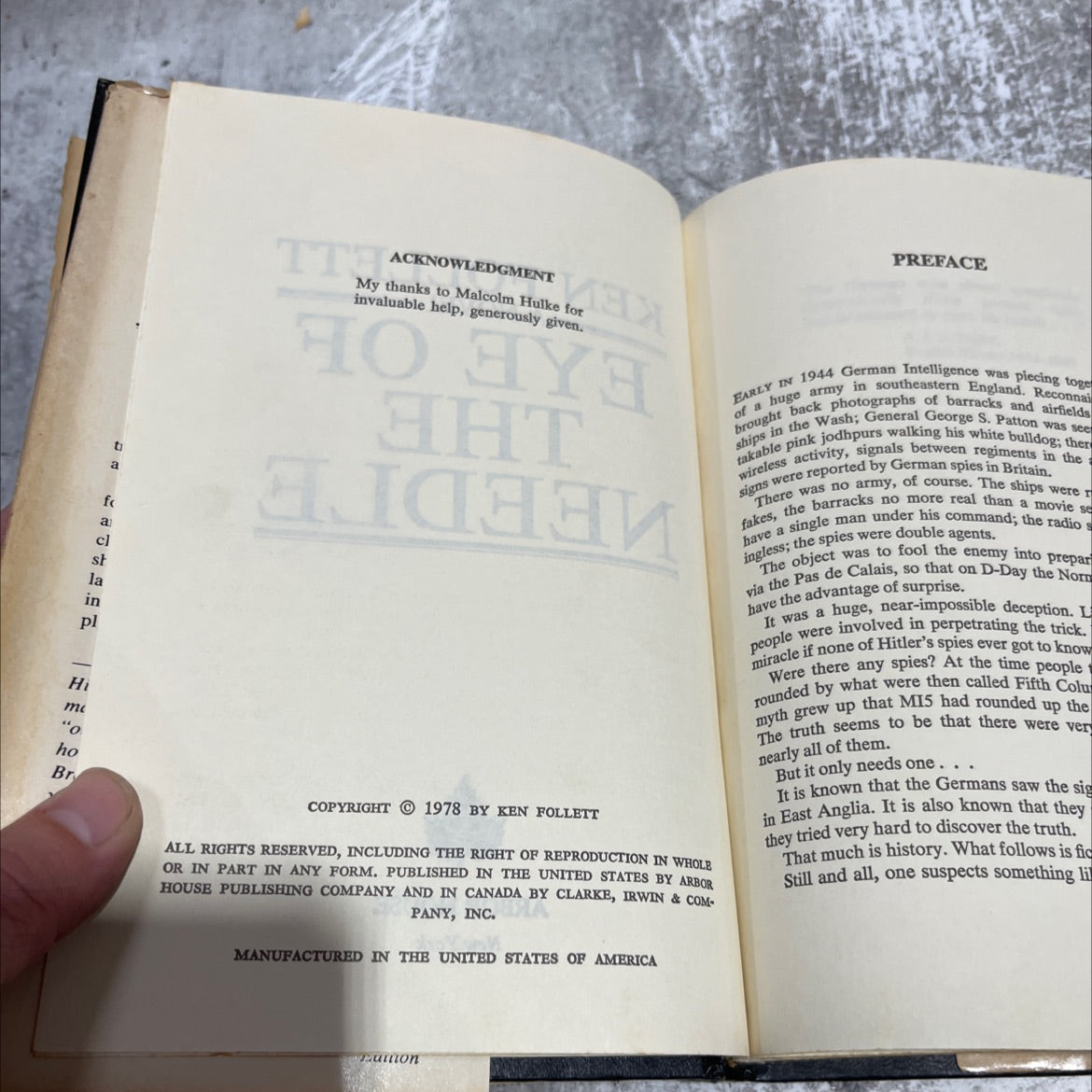 eye of the needle book, by ken follett, 1978 Hardcover image 3