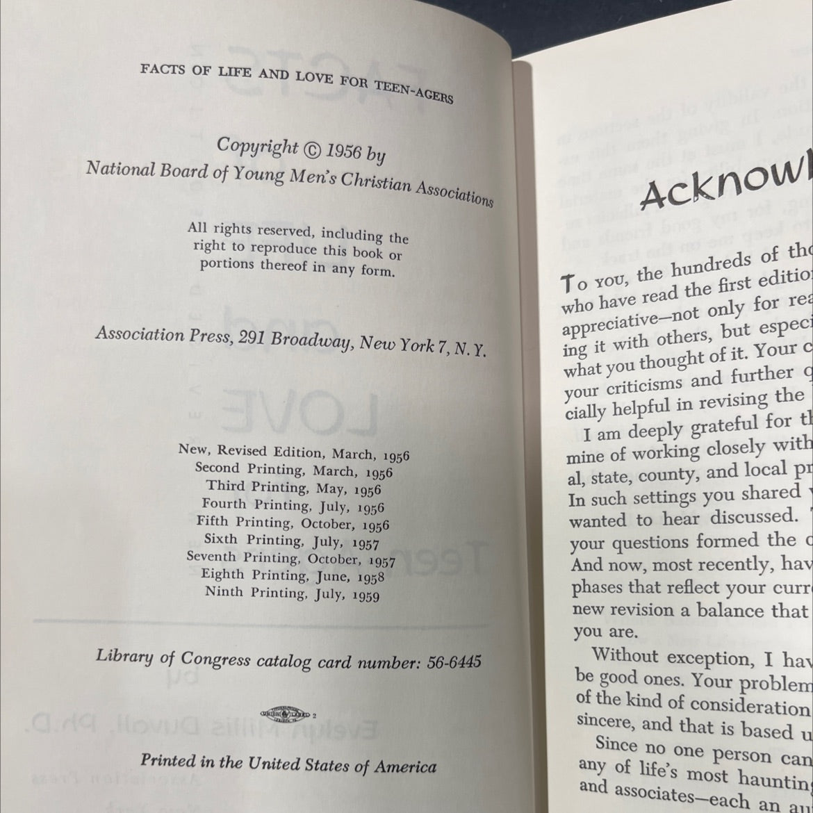 facts of life and love for teen-agers book, by Evelyn Millis Duvall, Ph.D., 1956 Hardcover image 3