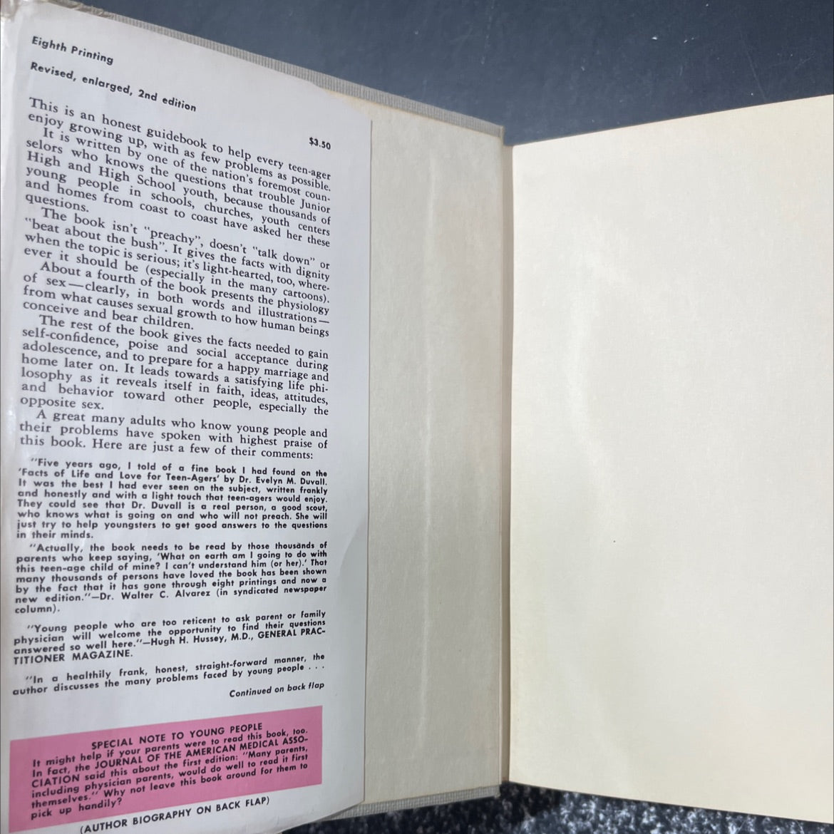 facts of life and love for teen-agers book, by Evelyn Millis Duvall, Ph.D., 1956 Hardcover image 4