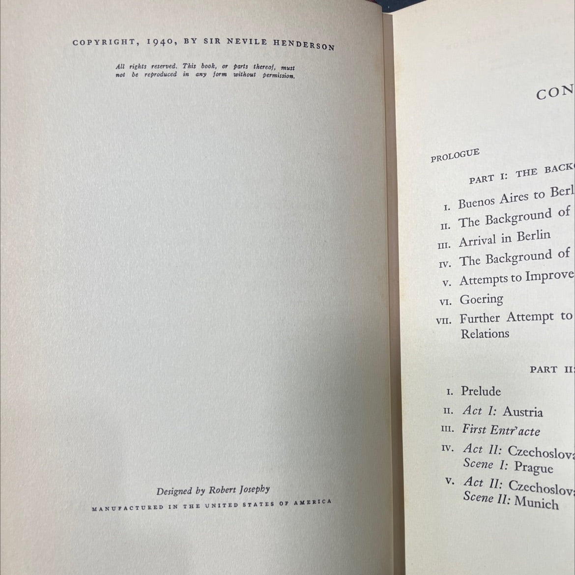 failure of a mission berlin 1937-1939 book, by sir nevile henderson, 1940 Hardcover image 3