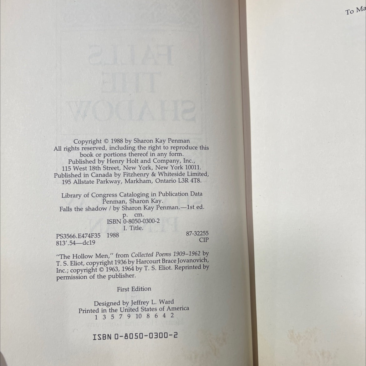 falls the shadow book, by sharon kay penman, 1988 Hardcover image 3