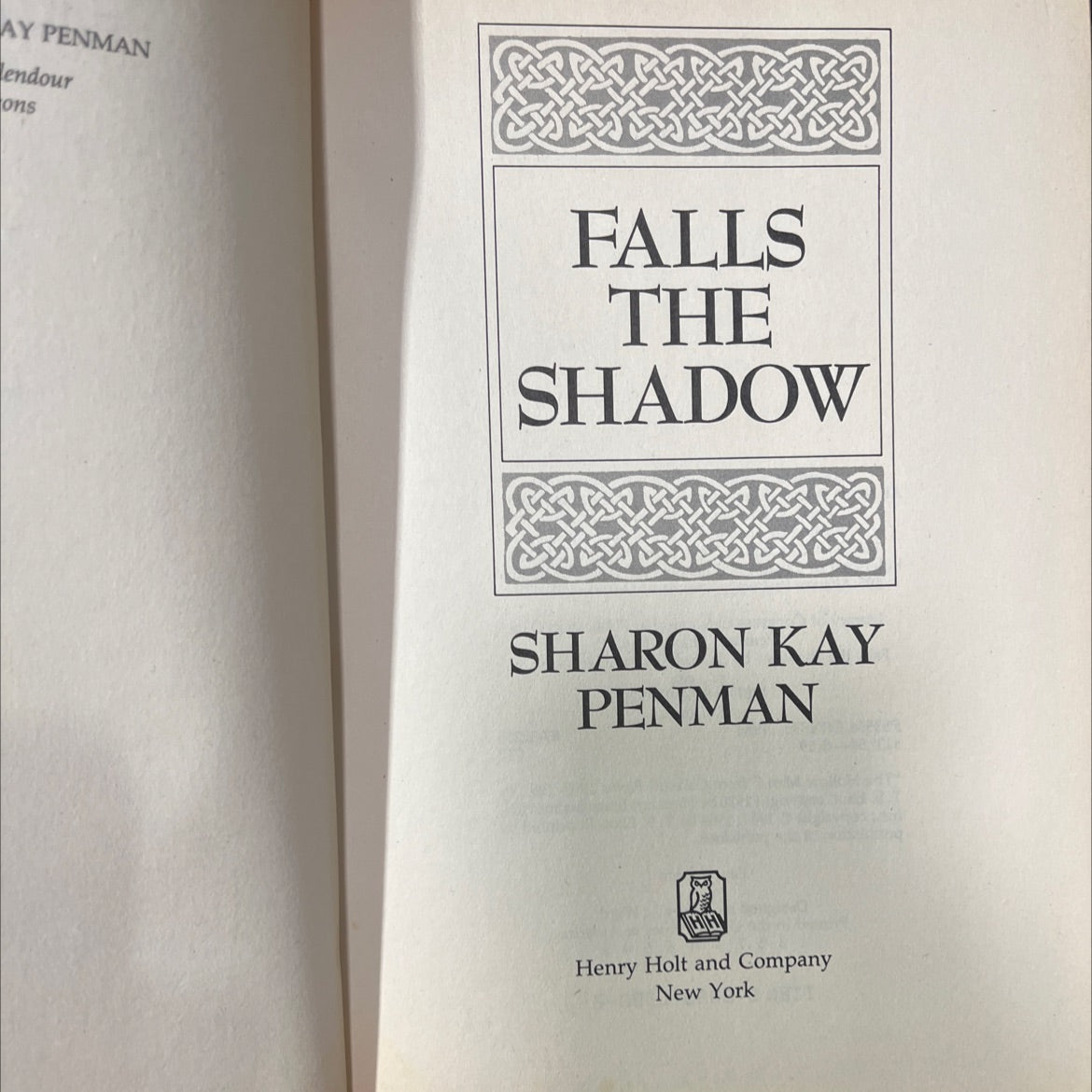 falls the shadow book, by sharon kay penman, 1988 Hardcover image 2