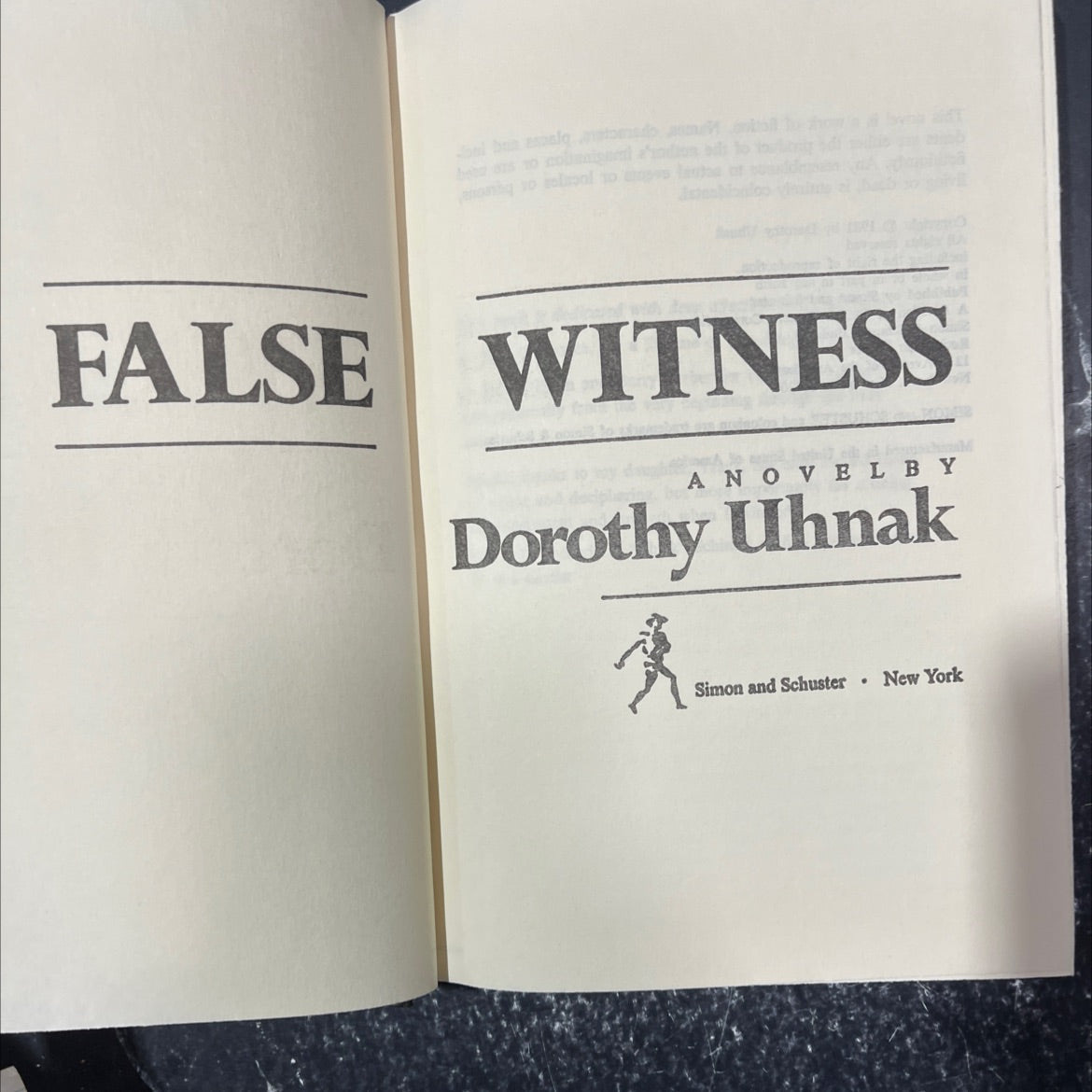 false witness book, by dorothy uhnak, 1981 Hardcover image 2