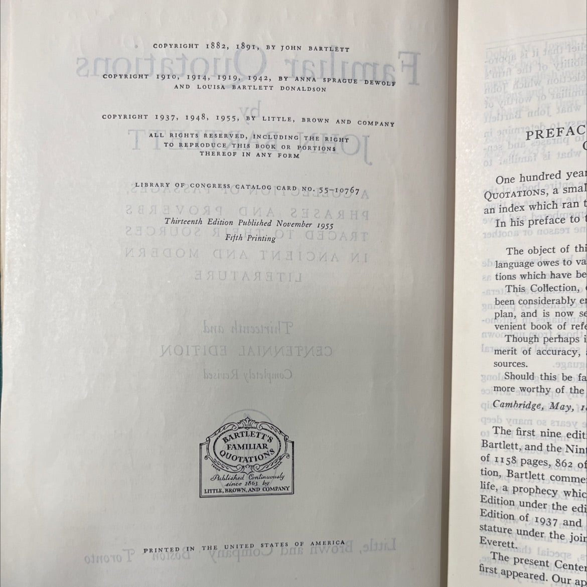 familiar quotations mao sa work ittle book, by john bartlett, 1955 Hardcover image 3