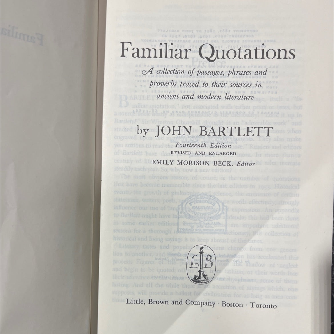 familiar quotations book, by john bartlett, 1968 Hardcover image 2