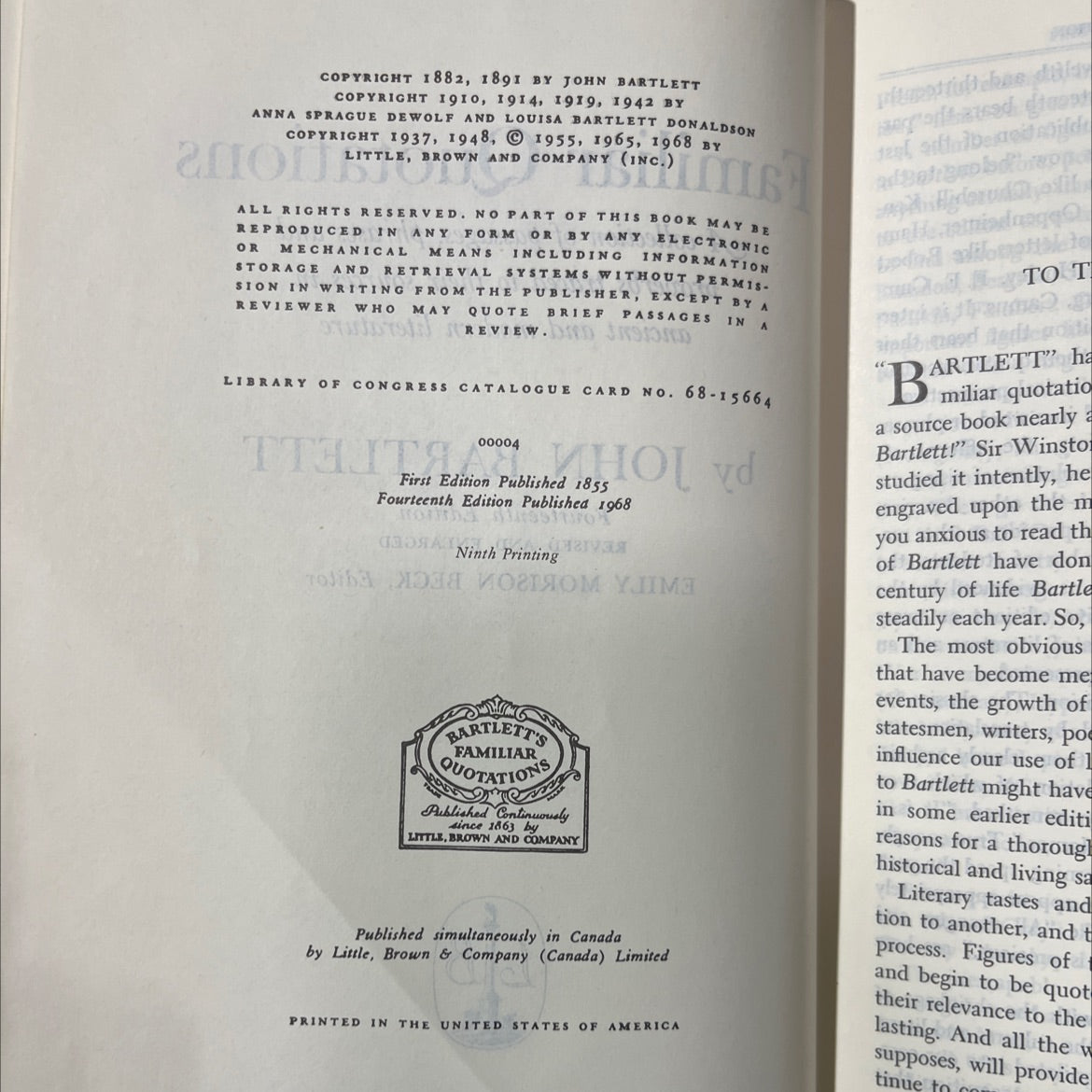 familiar quotations book, by john bartlett, 1968 Hardcover image 3