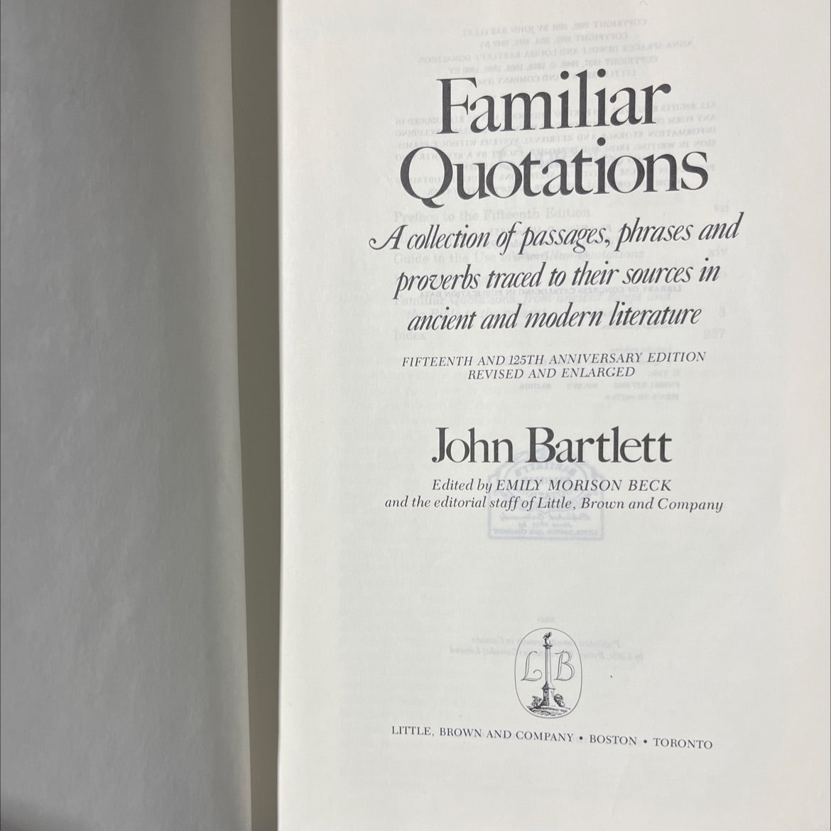 familiar quotations book, by john bartlett, 1980 Hardcover image 2