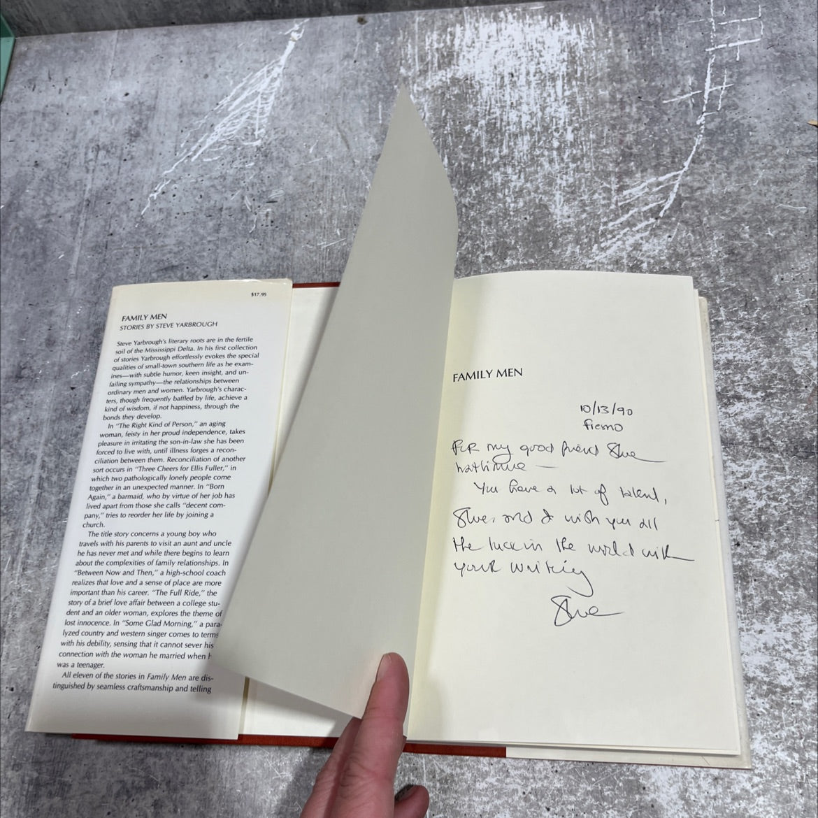 SIGNED family men: stories book, by Steve Yarbrough, 1990 Hardcover, Vintage image 4