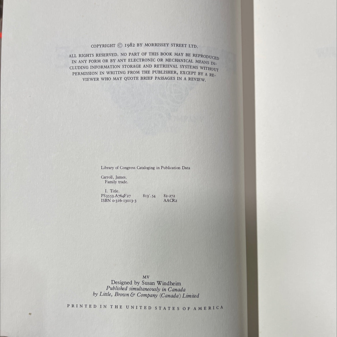 family trade book, by Carroll, James, 1982 Hardcover image 3