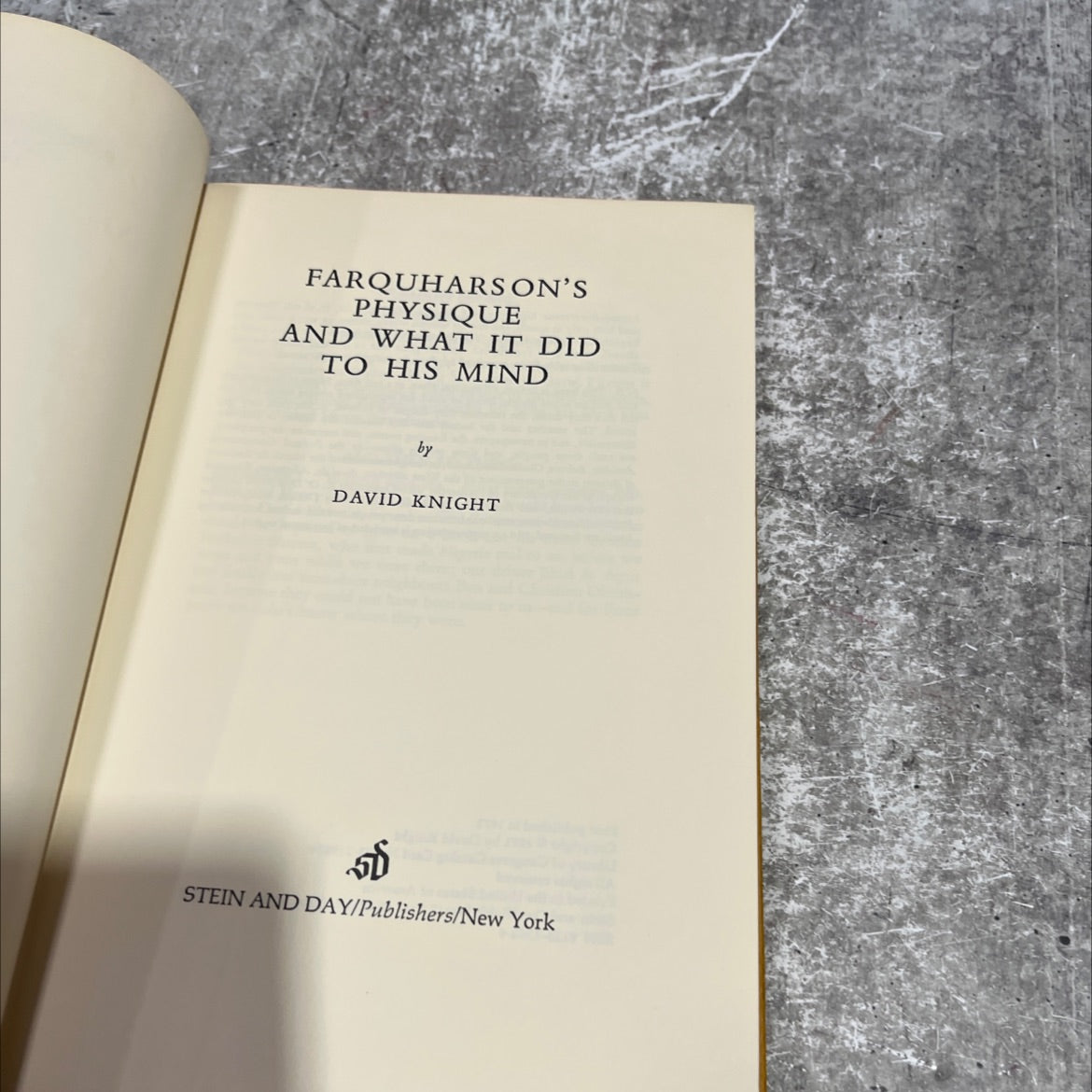 farquharson's physique and what it did to his mind book, by david knight, 1971 Hardcover image 2