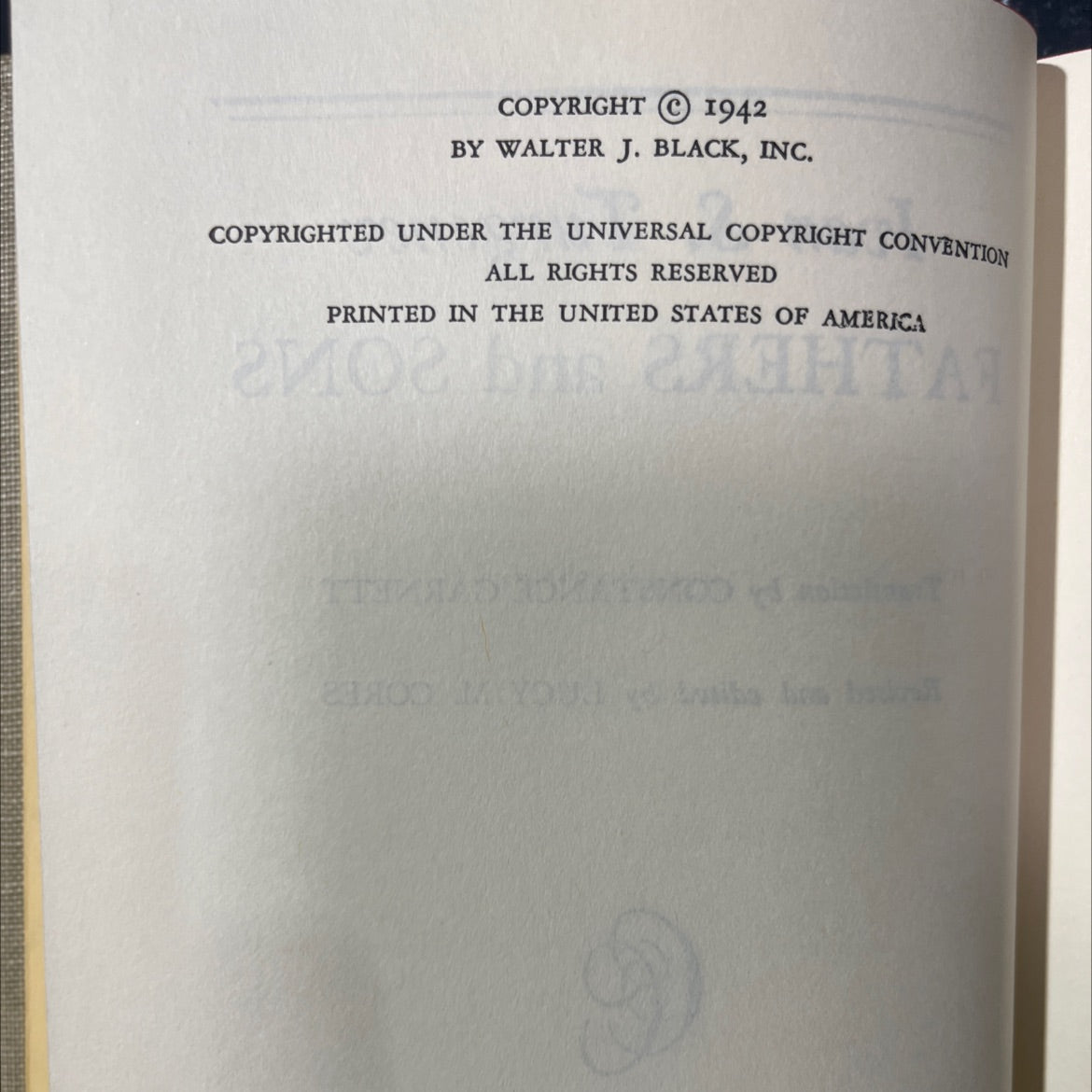 fathers and sons book, by Ivan S. Turgenev, 1942 Hardcover image 3