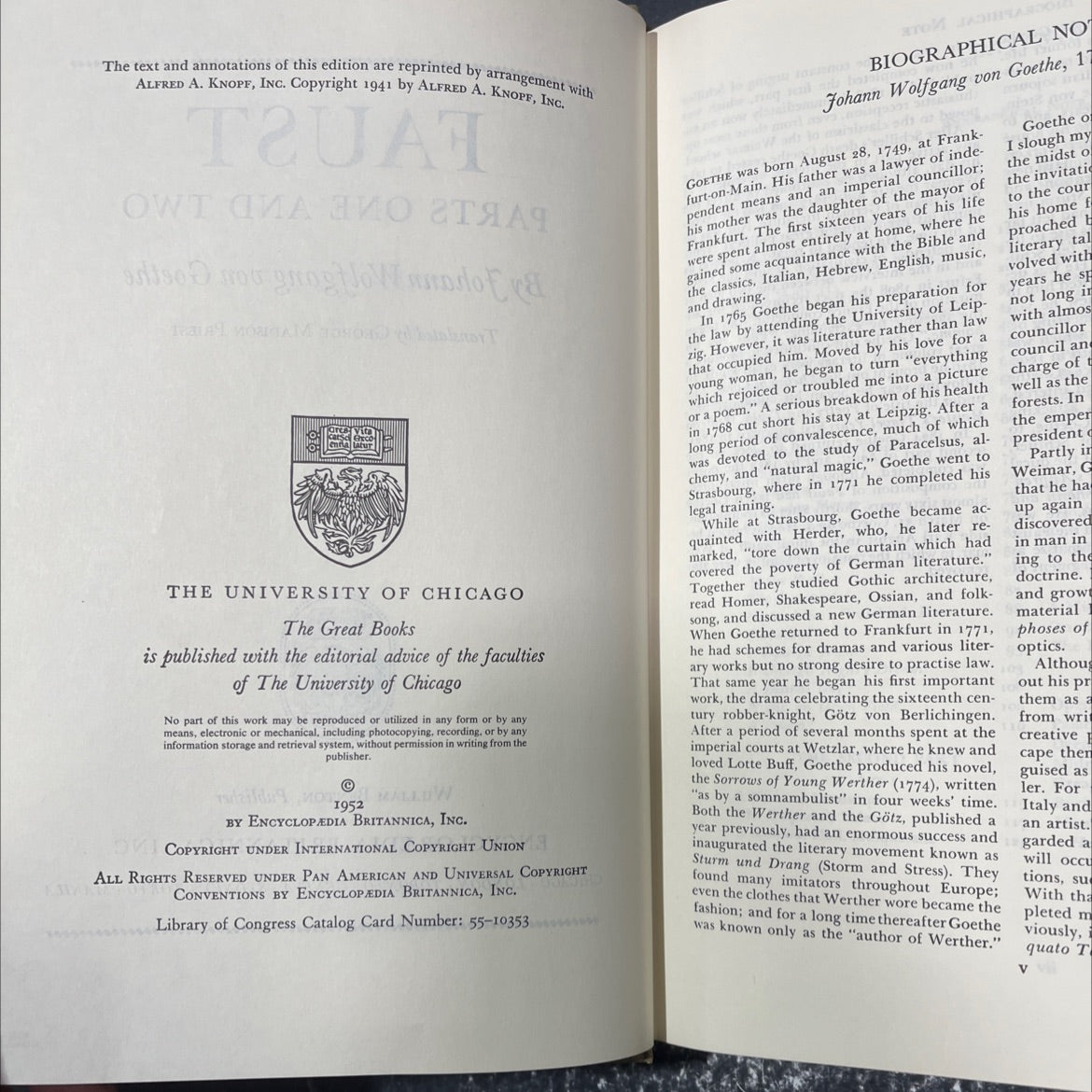 faust parts one and two book, by johann wolfgang von goethe, 1941 Hardcover image 3