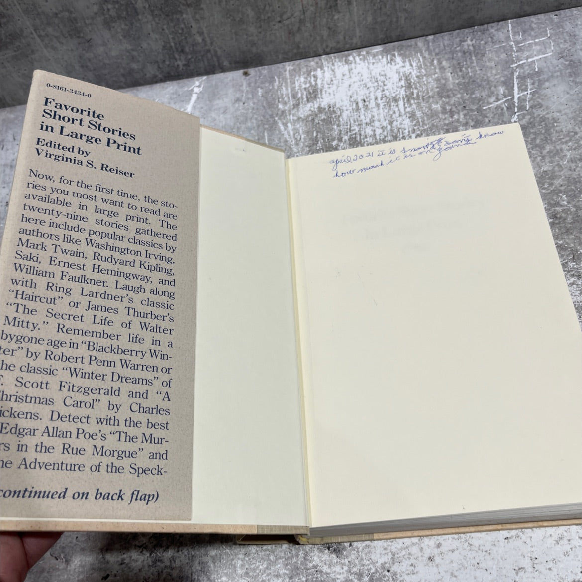 favorite short stories in large print book, by Virginia S. Reiser, 1982 Hardcover image 4