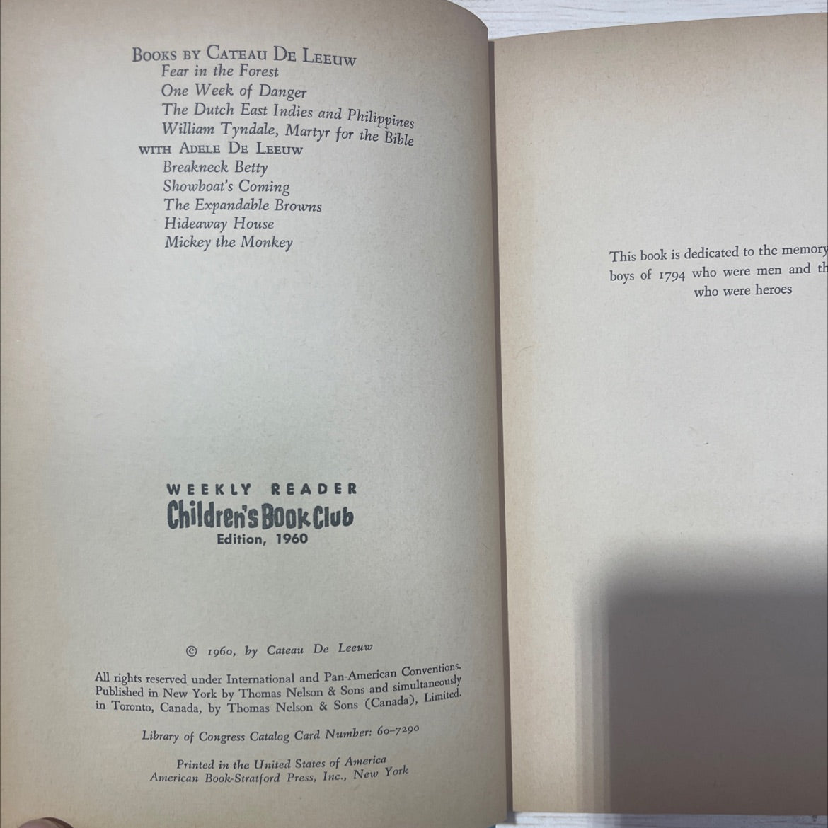 fear in the forest book, by cateau de leeuw, 1960 Hardcover, Vintage image 3
