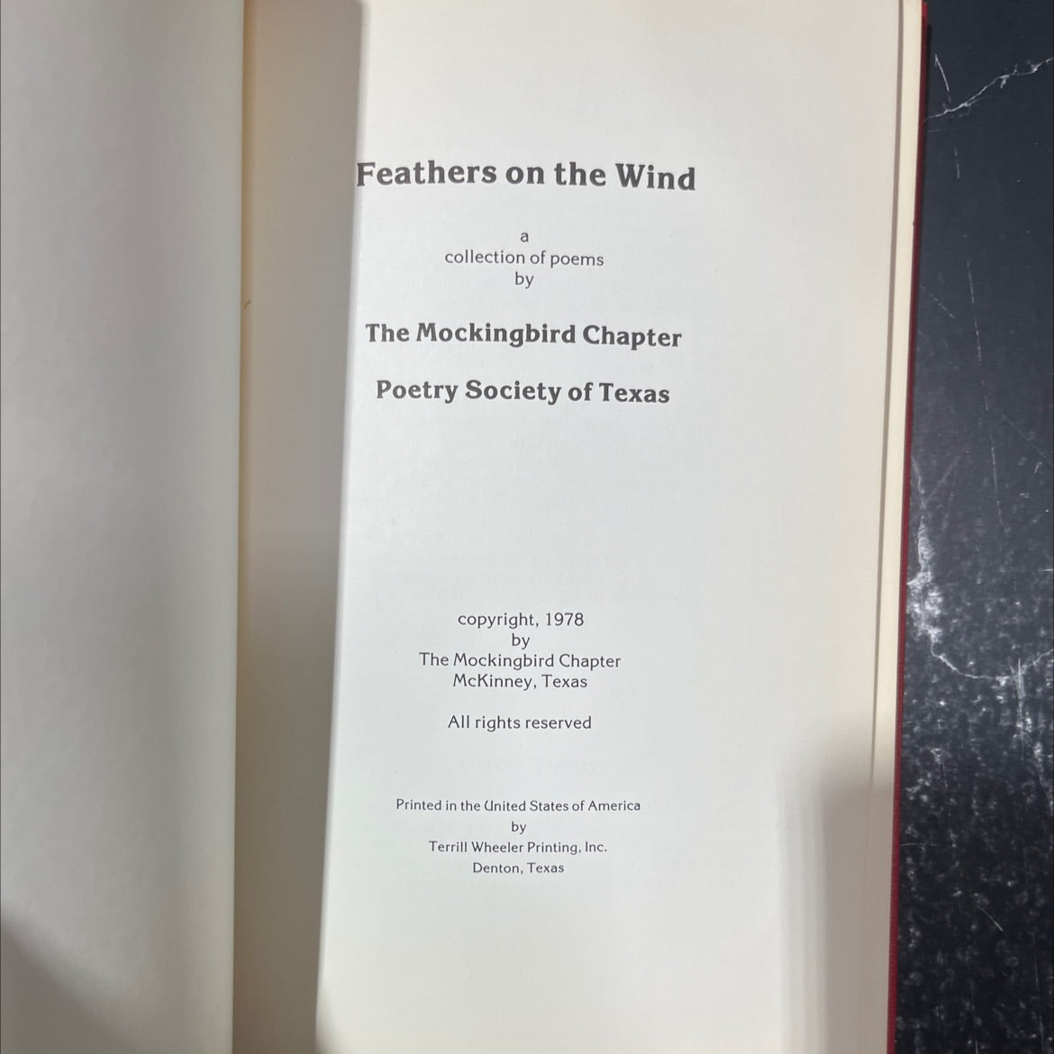 feathers on the wind book, by The Mockingbird Chapter, 1978 Hardcover image 2