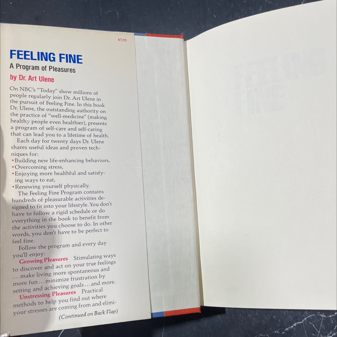 feeling fine a 20-day program of pleasures for a lifetime of health book, by Dr. Art Ulene, 1977 Hardcover image 4