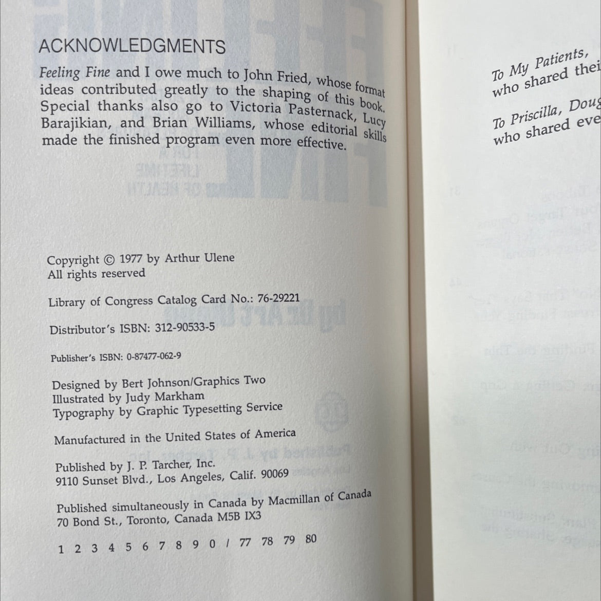 feeling fine a 20-day program of pleasures for a lifetime of health book, by Dr. Art Ulene, 1977 Hardcover image 3