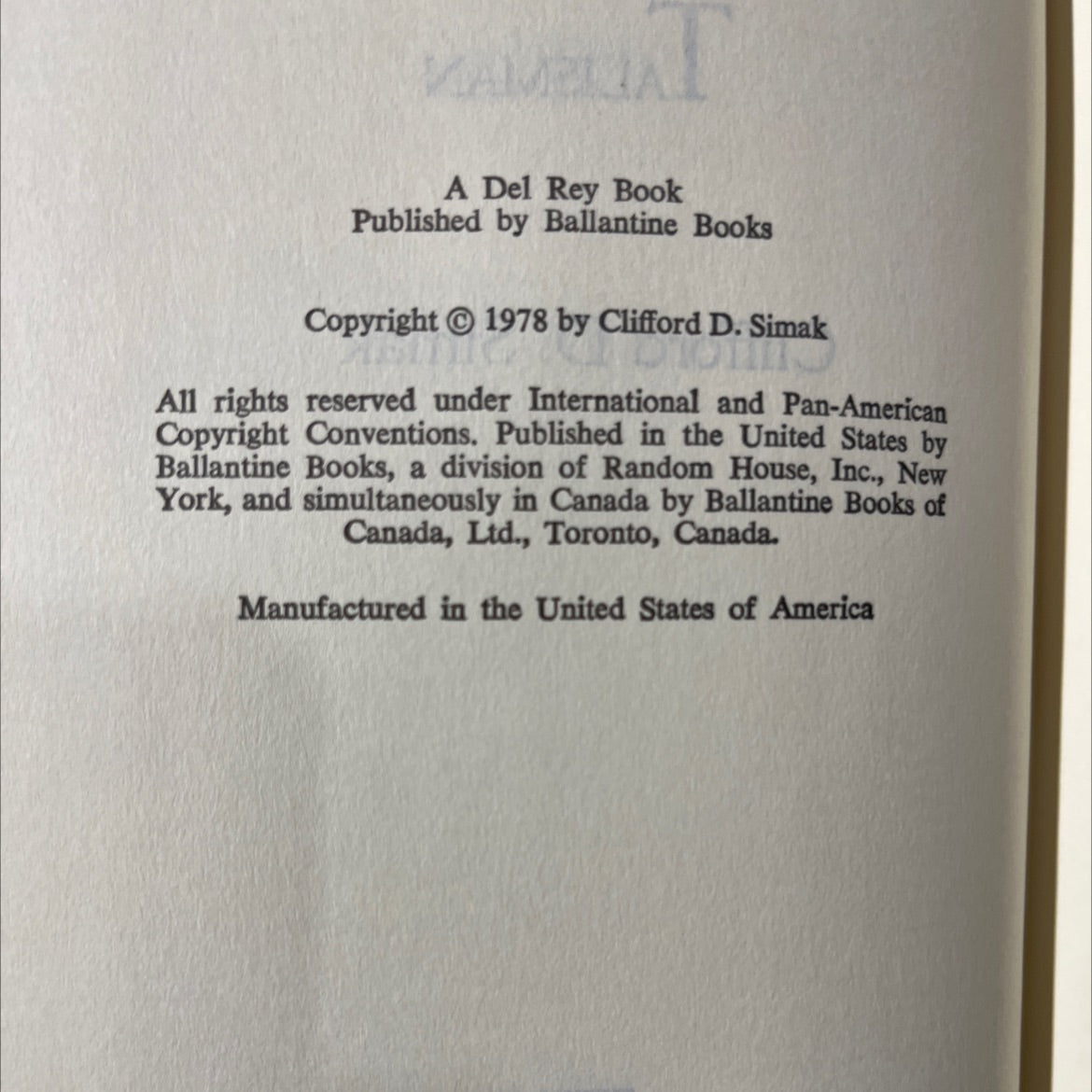 fellowship of the talisman book, by Clifford D. Simak, 1978 Hardcover image 3