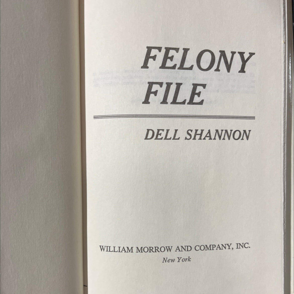 felony file book, by dell shannon, 1980 Hardcover image 2
