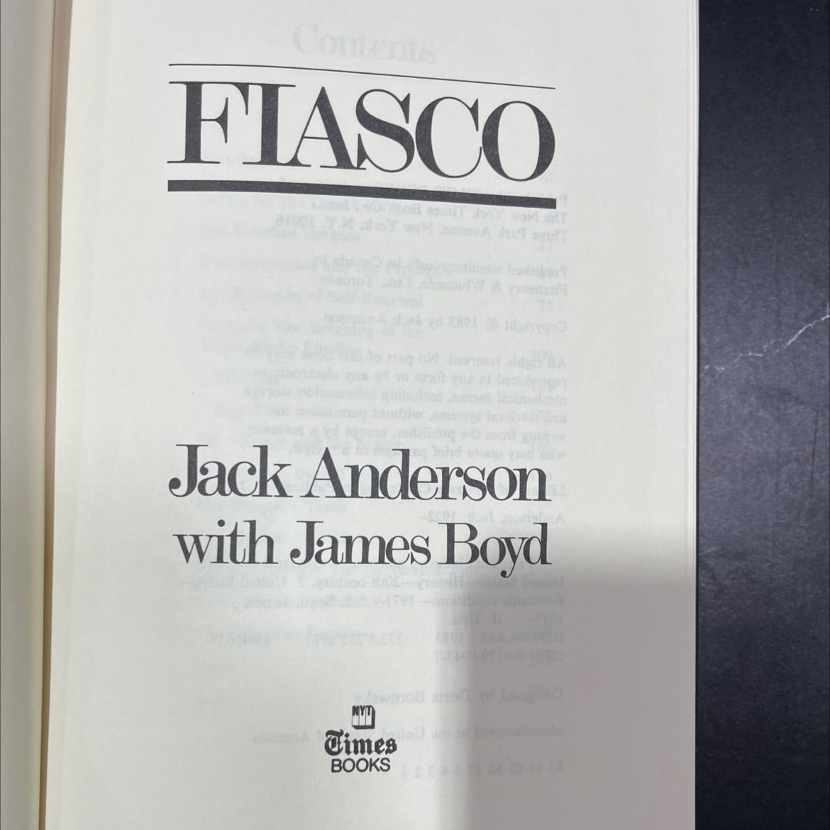 fiasco book, by Jack Anderson, 1983 Hardcover, Vintage image 2