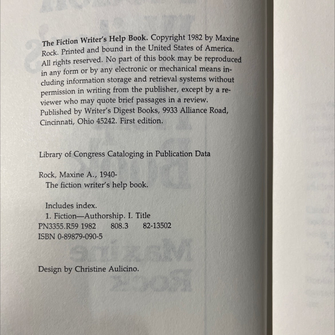 fiction writer's help book book, by Maxine Rock, 1982 Hardcover image 3