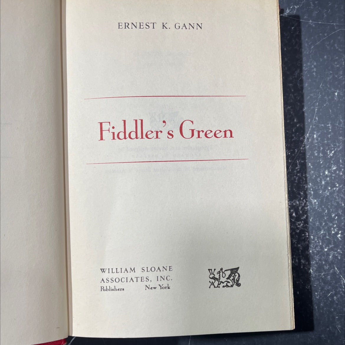 fiddler's green book, by ernest k. gann, 1931 Hardcover image 2