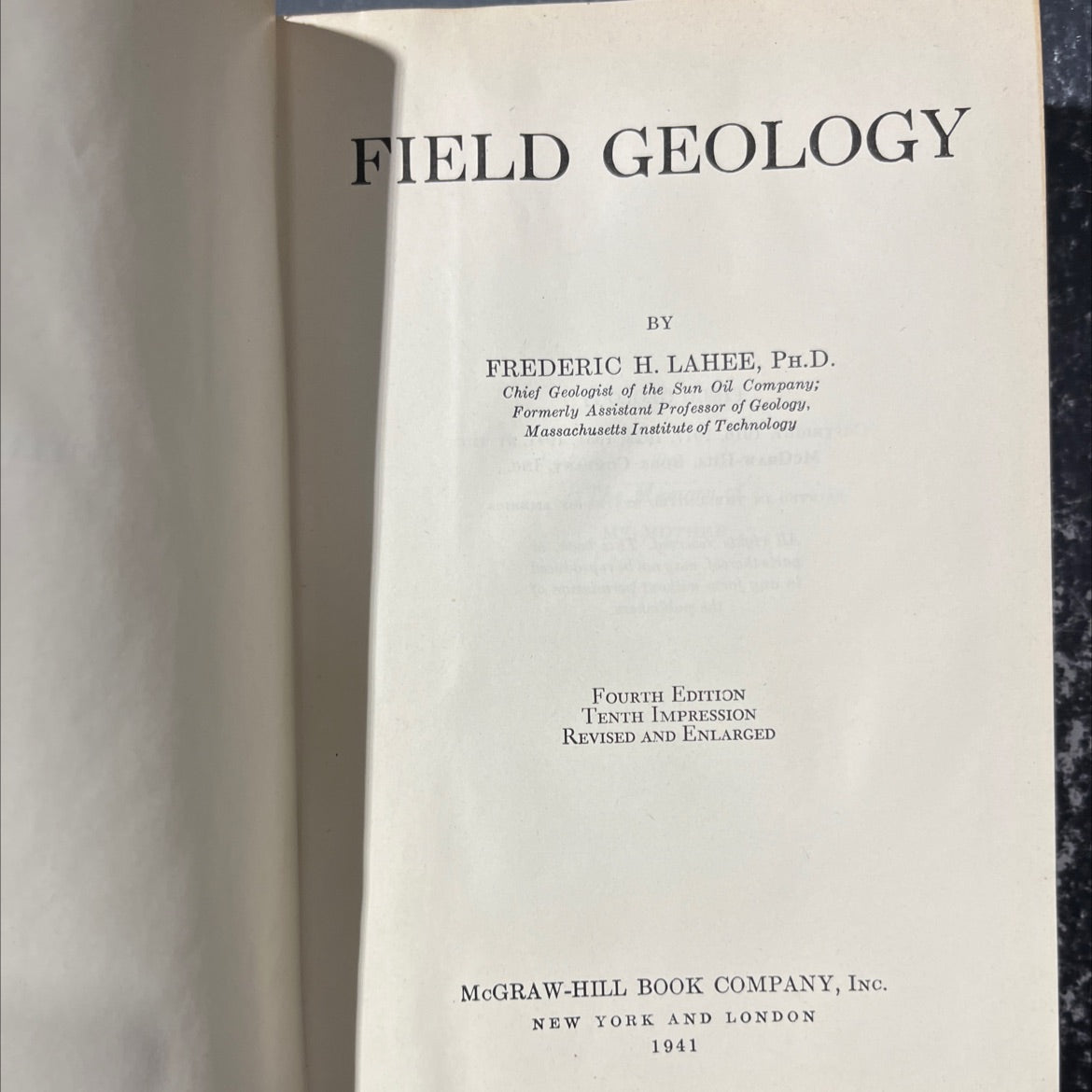 field geology book, by frederic h. lahee, 1941 Hardcover image 2