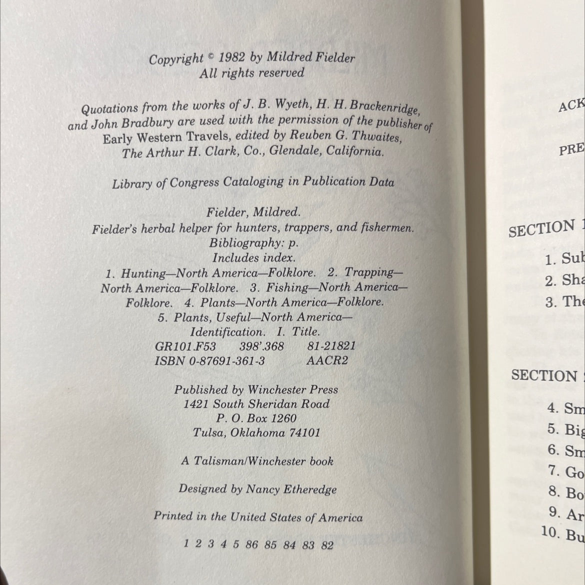 fielder's herbal help for hunters, trappers, and fishermen book, by Mildred Fielder, 1982 Hardcover image 3