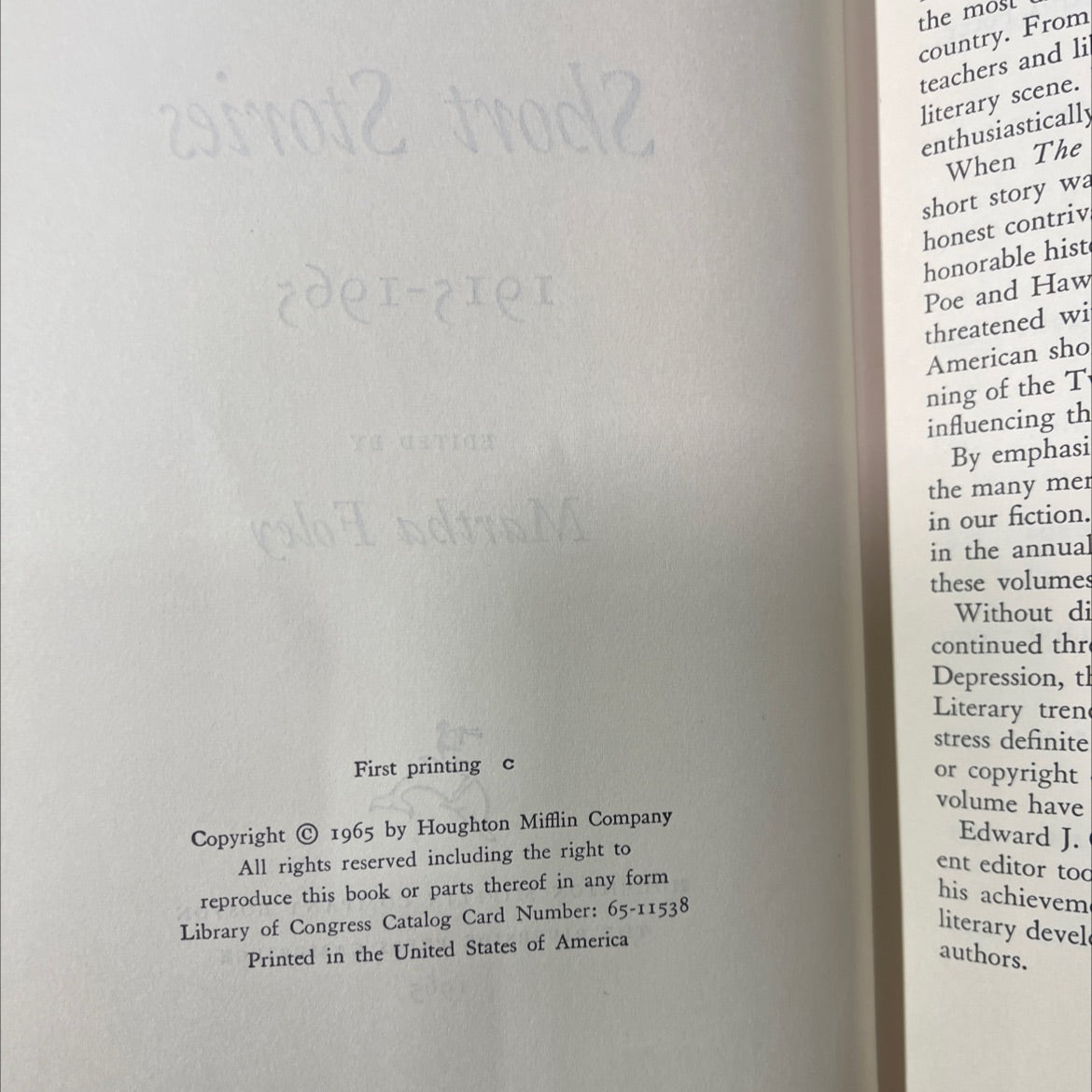 fifty best american short stories 1915-1965 book, by Martha Foley, 1965 Hardcover image 3